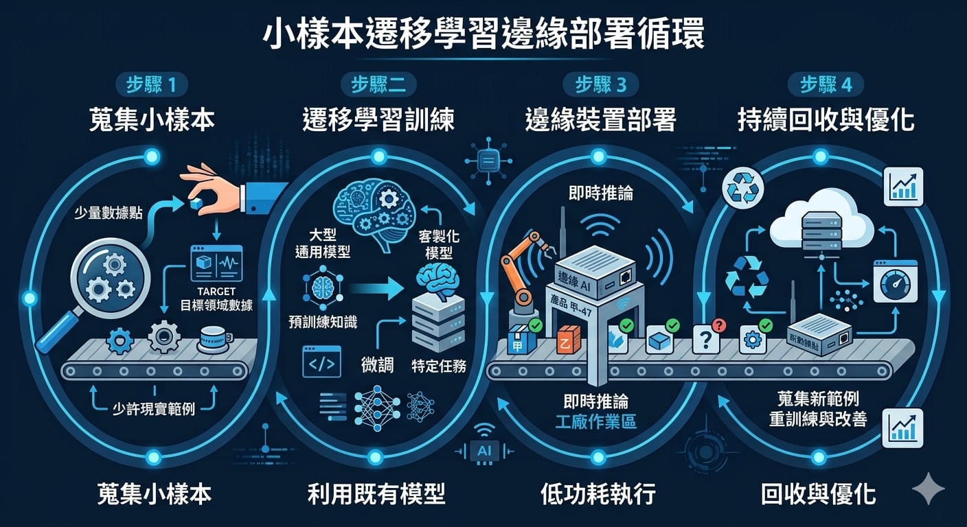 少量樣本 Edge AI 快速導入四步驟流程示意圖