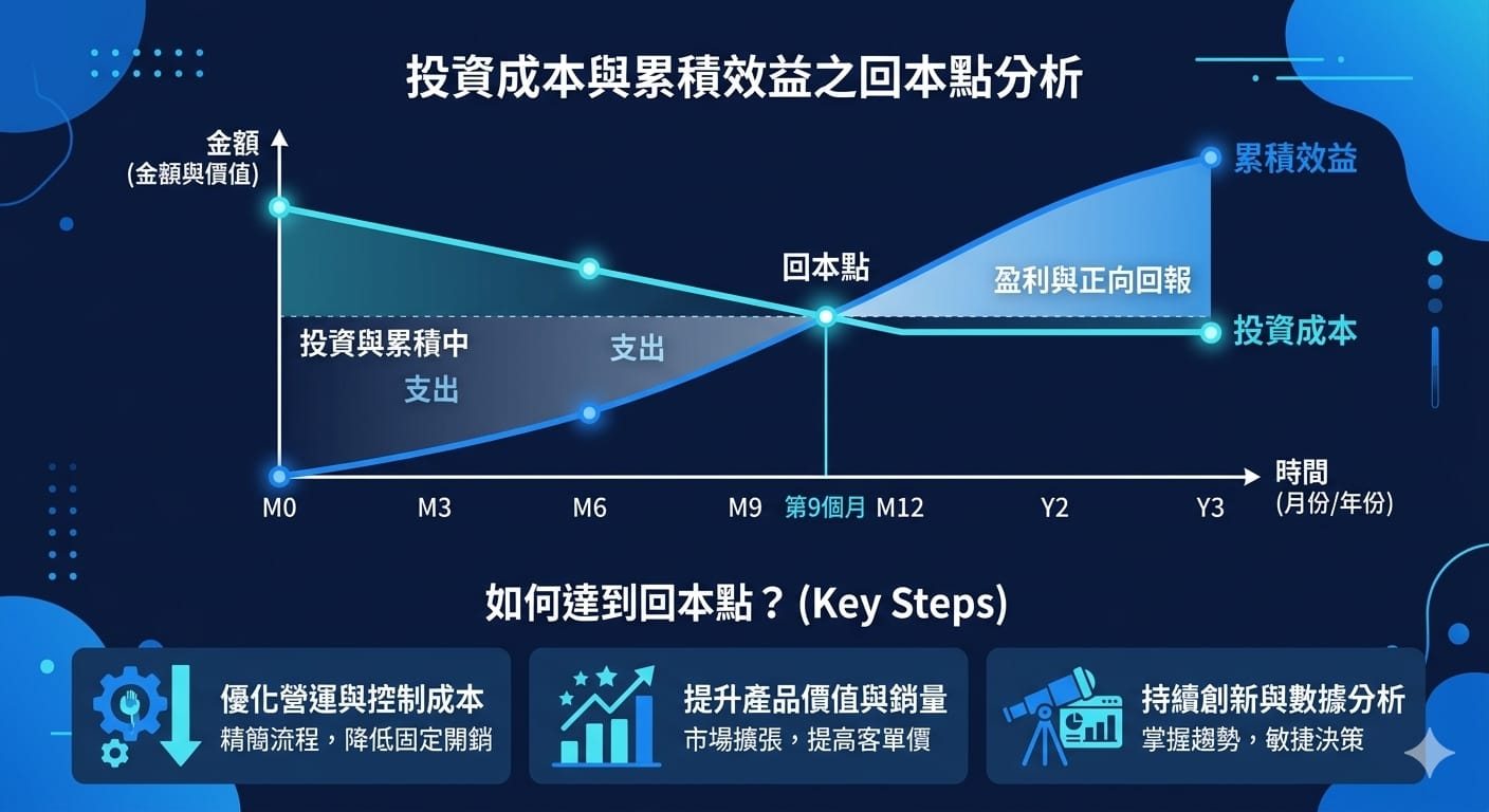 機器視覺投資回收期曲線示意圖