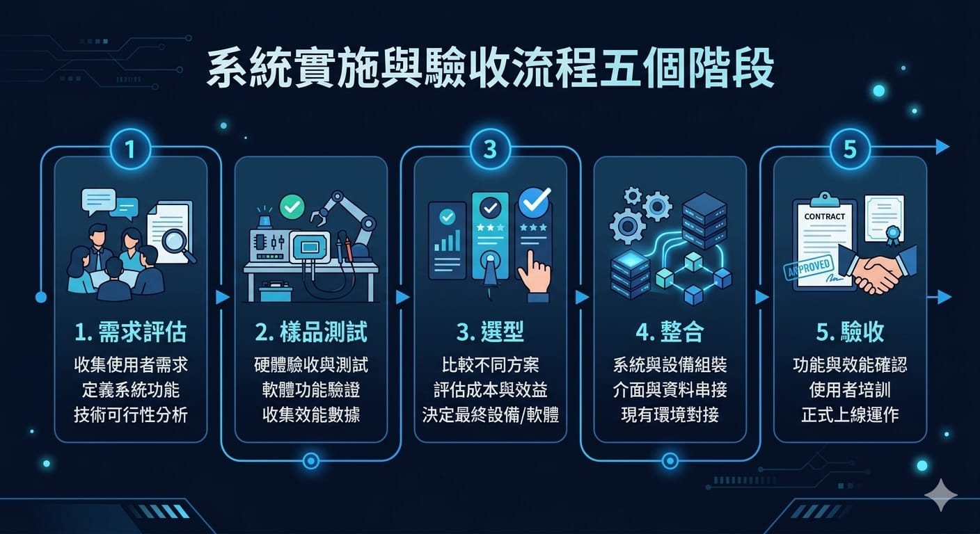 機器視覺導入五大階段流程示意圖